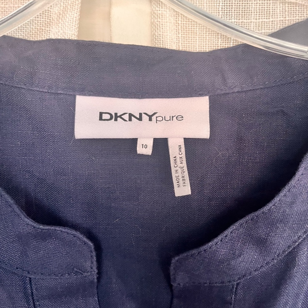 DKNY pure Asymmetrical Navy and White Linen Dress - Picture 14 of 14